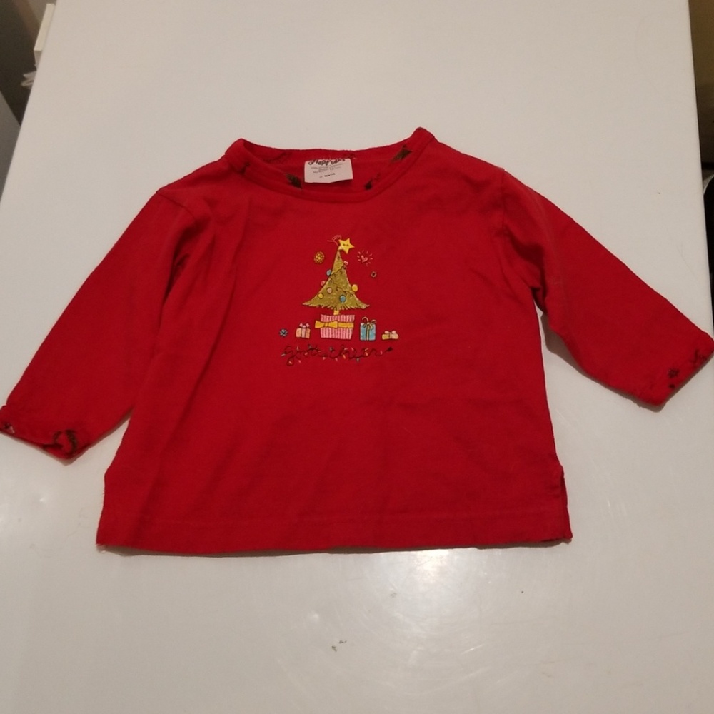 12 month Flapdoodles red Christmas long sleeve tee